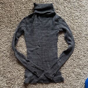 Women's Gray Thermal Turtleneck Sweater